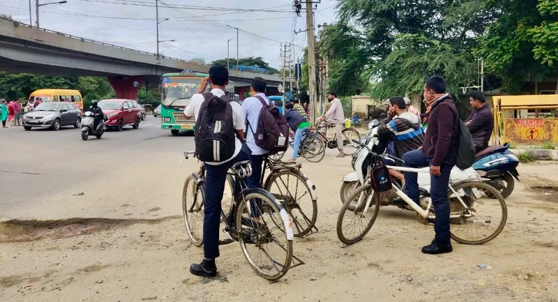 Women cycling in India
